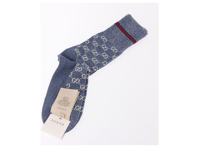 Calzini GUCCI Set da 4 Paia Cotone Beige Marrone Blu Navy Auth mr2726 - vista 2