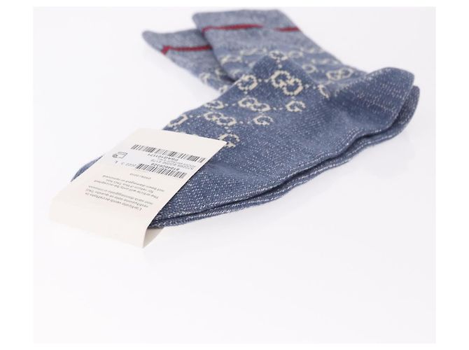 Calzini GUCCI Set da 4 Paia Cotone Beige Marrone Blu Navy Auth mr2726 - vista 5