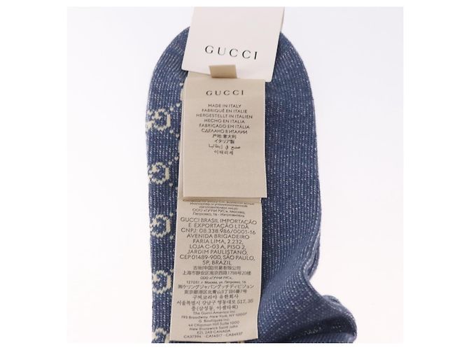 Calzini GUCCI Set da 4 Paia Cotone Beige Marrone Blu Navy Auth mr2726 - vista 6