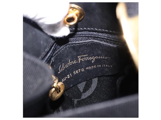 Borsa a mano Salvatore Ferragamo in tela nero e oro Auth bs36090A D'oro - vista 12