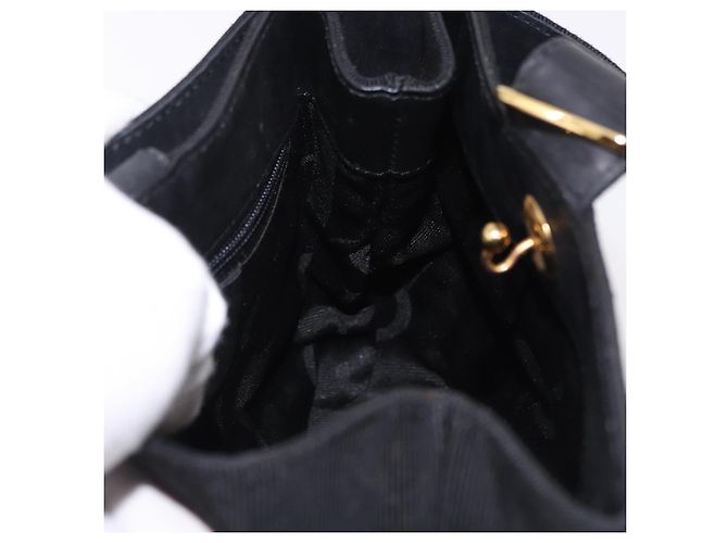 Borsa a mano Salvatore Ferragamo in tela nero e oro Auth bs36090A D'oro - vista 17