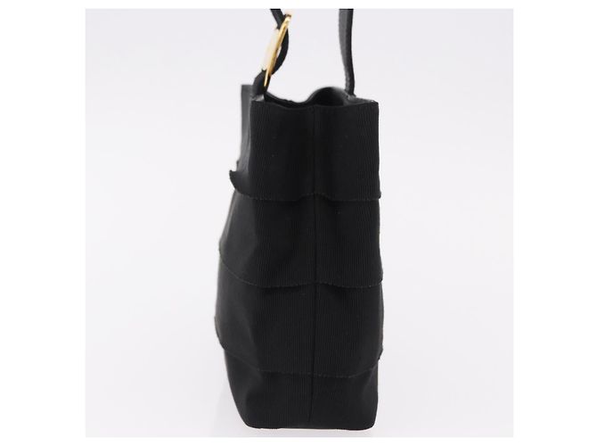 Borsa a mano Salvatore Ferragamo in tela nero e oro Auth bs36090A D'oro - vista 3