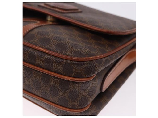 Céline Borsa a tracolla CELINE Macadam Canvas PVC Pelle Marrone Oro Auth ka5281 D'oro - vista 14