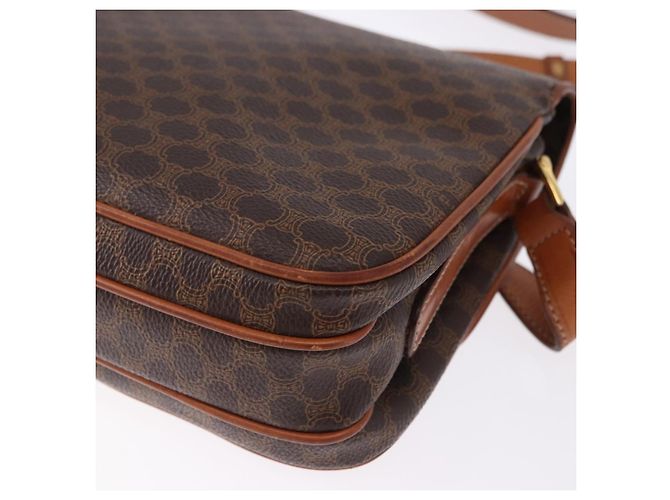 Céline Borsa a tracolla CELINE Macadam Canvas PVC Pelle Marrone Oro Auth ka5281 D'oro - vista 16