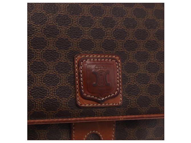 Céline Borsa a tracolla CELINE Macadam Canvas PVC Pelle Marrone Oro Auth ka5281 D'oro - vista 17