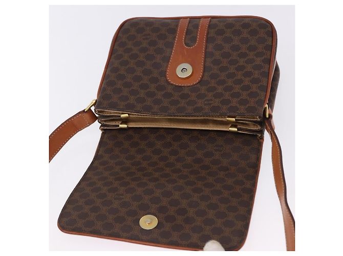 Céline Borsa a tracolla CELINE Macadam Canvas PVC Pelle Marrone Oro Auth ka5281 D'oro - vista 18