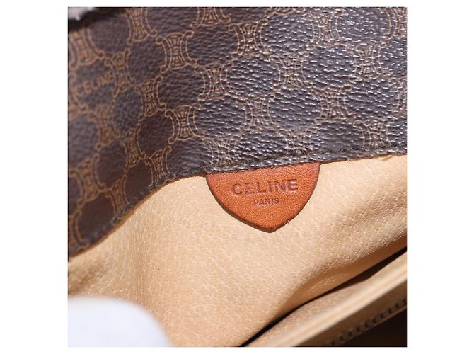 Céline Borsa a tracolla CELINE Macadam Canvas PVC Pelle Marrone Oro Auth ka5281 D'oro - vista 19
