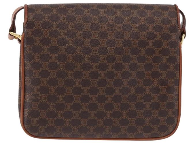 Céline Borsa a tracolla CELINE Macadam Canvas PVC Pelle Marrone Oro Auth ka5281 D'oro - vista 2