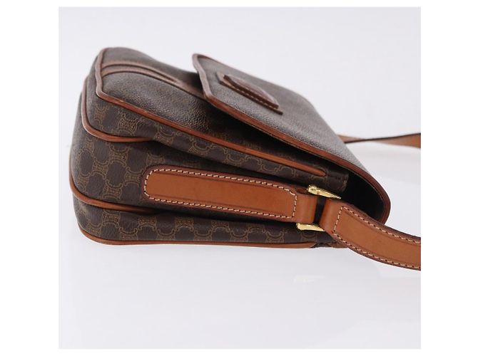 Céline Borsa a tracolla CELINE Macadam Canvas PVC Pelle Marrone Oro Auth ka5281 D'oro - vista 3