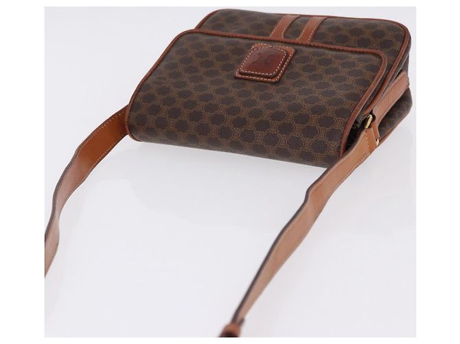 Céline Borsa a tracolla CELINE Macadam Canvas PVC Pelle Marrone Oro Auth ka5281 D'oro - vista 6