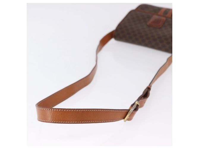 Céline Borsa a tracolla CELINE Macadam Canvas PVC Pelle Marrone Oro Auth ka5281 D'oro - vista 7