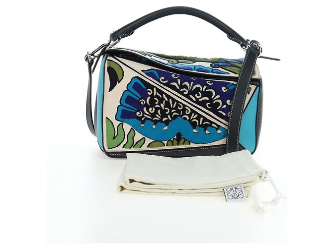 Borsa Puzzle LOEWE in pelle Collaborazione William De Morgan 2way Auth 191481SM Nero Argento - vista 12