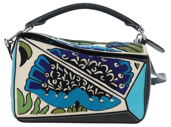 Borsa Puzzle LOEWE in pelle Collaborazione William De Morgan 2way Auth 191481SM Nero Argento - vista 13