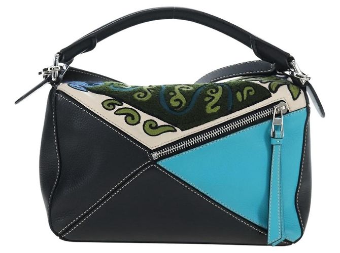 Borsa Puzzle LOEWE in pelle Collaborazione William De Morgan 2way Auth 191481SM Nero Argento - vista 2