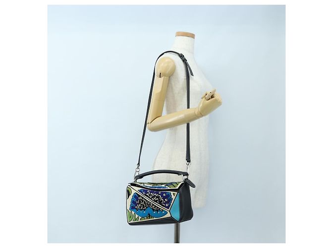 Borsa Puzzle LOEWE in pelle Collaborazione William De Morgan 2way Auth 191481SM Nero Argento - vista 28