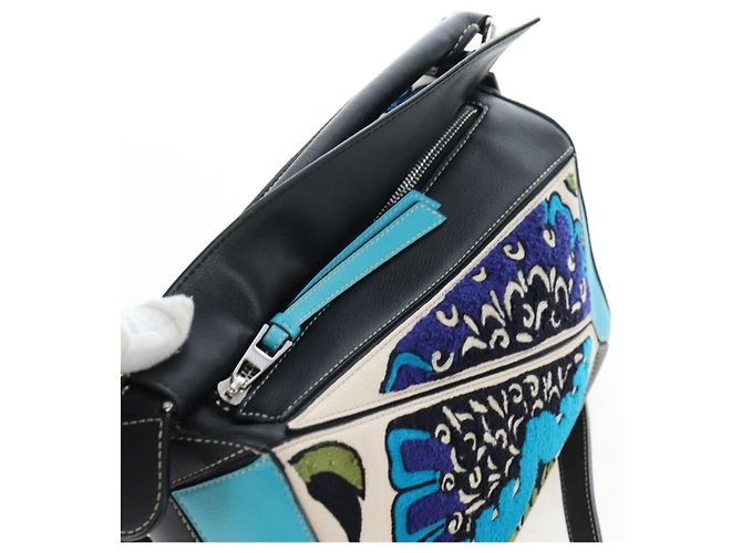 Borsa Puzzle LOEWE in pelle Collaborazione William De Morgan 2way Auth 191481SM Nero Argento - vista 9