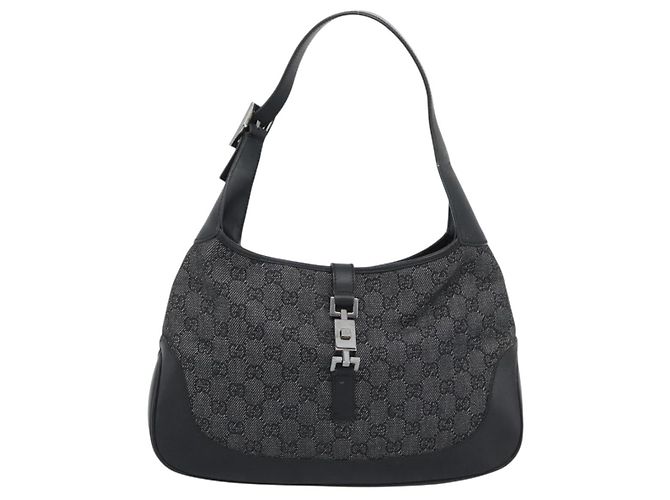 Borsa a tracolla Jackie in tela GG GUCCI Nera Argento 00963 Auth 191078V Nero - vista 2
