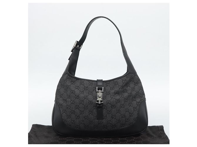 Borsa a tracolla Jackie in tela GG GUCCI Nera Argento 00963 Auth 191078V Nero - vista 22