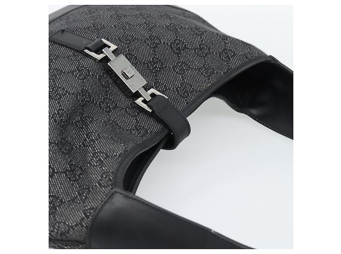 Borsa a tracolla Jackie in tela GG GUCCI Nera Argento 00963 Auth 191078V Nero - vista 6