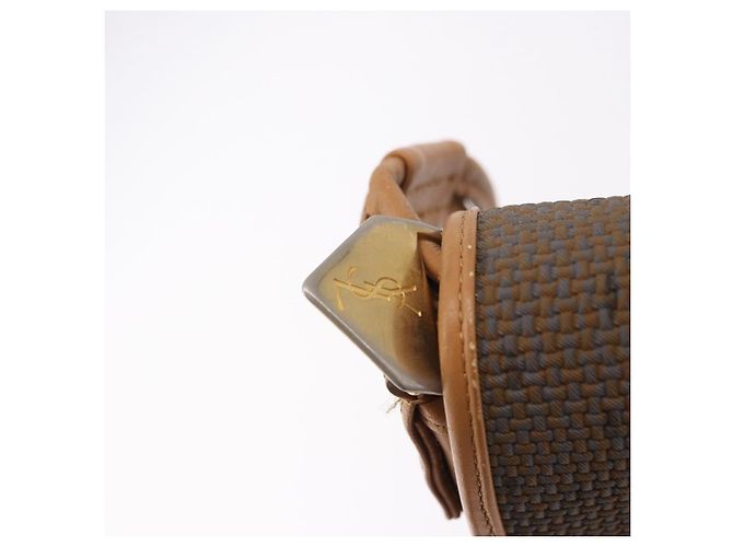 Borsa a Spalla SAINT LAURENT PVC Canvas Beige Oro Auth bs36115 D'oro - vista 10