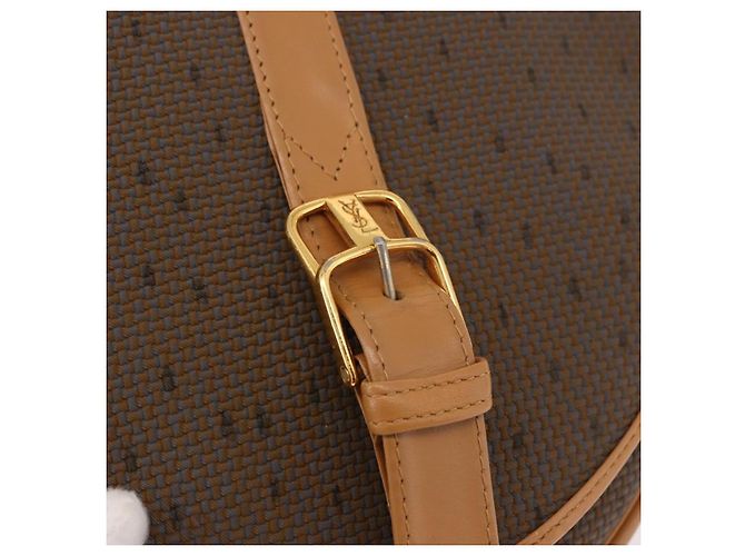 Borsa a Spalla SAINT LAURENT PVC Canvas Beige Oro Auth bs36115 D'oro - vista 11