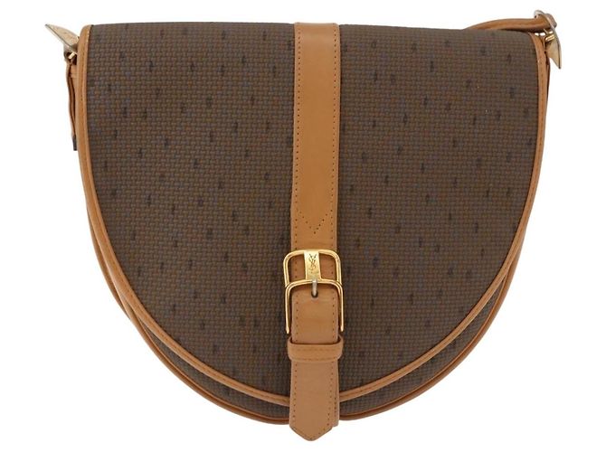 Borsa a Spalla SAINT LAURENT PVC Canvas Beige Oro Auth bs36115 D'oro - vista 13
