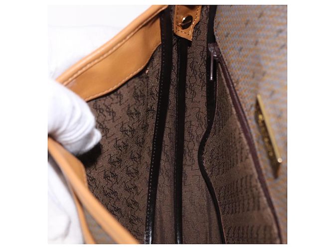Borsa a Spalla SAINT LAURENT PVC Canvas Beige Oro Auth bs36115 D'oro - vista 21