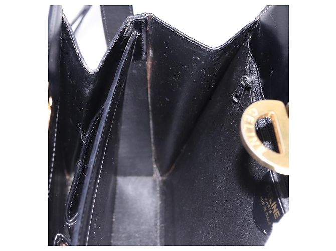 Céline Borsa a tracolla CELINE in pelle nera e oro Auth bs36066A Nero D'oro - vista 19