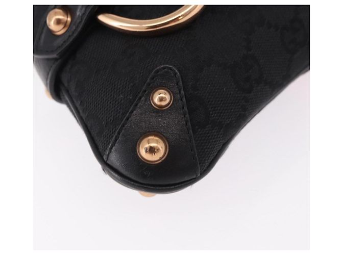 Borsa GUCCI GG Canvas Bamboo Chain Horsebit Nera Oro 129497 Auth yk20630SAM Nero D'oro - vista 15