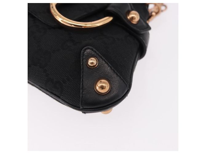 Borsa GUCCI GG Canvas Bamboo Chain Horsebit Nera Oro 129497 Auth yk20630SAM Nero D'oro - vista 16