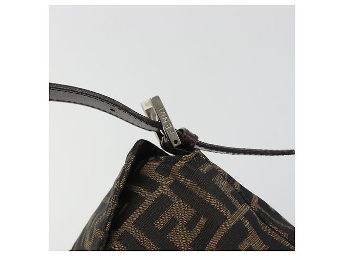FENDI Zucca Canvas Mamma Baguette Borsa a tracolla Marrone Nero Auth 192302V - vista 18