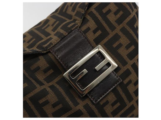 FENDI Zucca Canvas Mamma Baguette Borsa a tracolla Marrone Nero Auth 192302V - vista 19