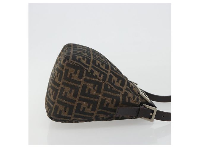 FENDI Zucca Canvas Mamma Baguette Borsa a tracolla Marrone Nero Auth 192302V - vista 3