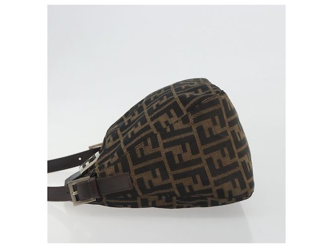 FENDI Zucca Canvas Mamma Baguette Borsa a tracolla Marrone Nero Auth 192302V - vista 4