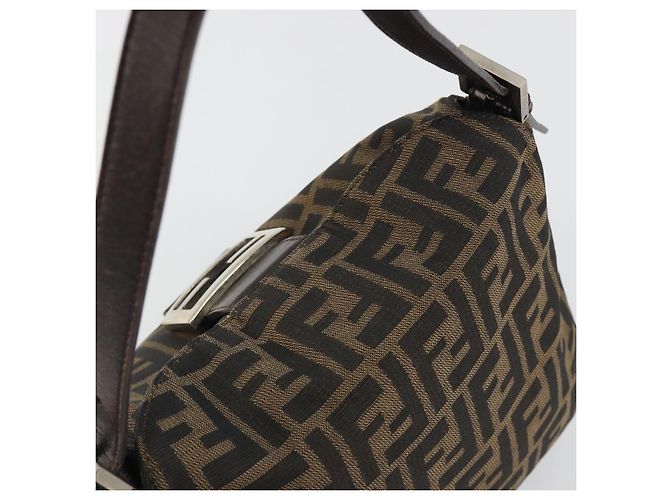 FENDI Zucca Canvas Mamma Baguette Borsa a tracolla Marrone Nero Auth 192302V - vista 6