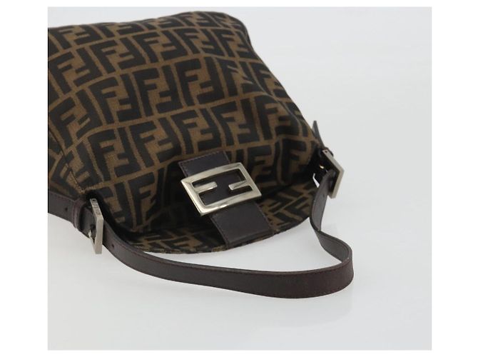 FENDI Zucca Canvas Mamma Baguette Borsa a tracolla Marrone Nero Auth 192302V - vista 7