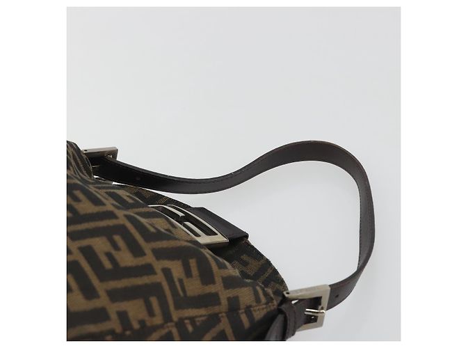 FENDI Zucca Canvas Mamma Baguette Borsa a tracolla Marrone Nero Auth 192302V - vista 8