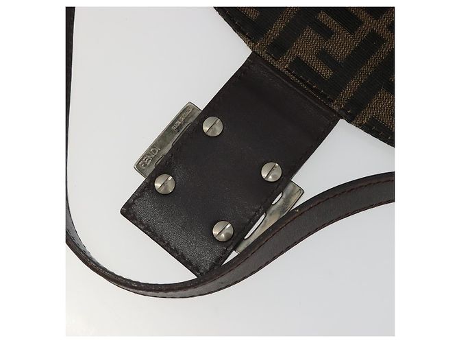 FENDI Zucca Canvas Mamma Baguette Borsa a tracolla Marrone Nero Auth 192302V - vista 9