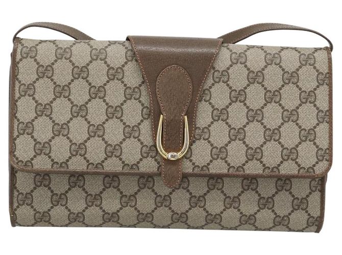 Borsa a Spalla GUCCI GG Supreme PVC Beige Oro Auth BA14372 D'oro - vista 2