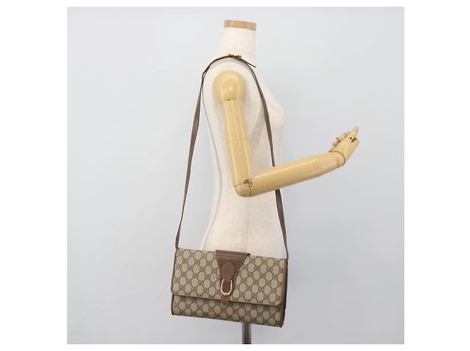 Borsa a Spalla GUCCI GG Supreme PVC Beige Oro Auth BA14372 D'oro - vista 22