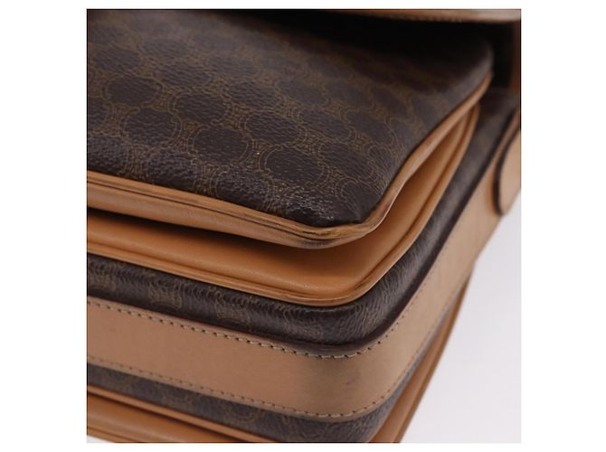 Céline Borsa a Spalla CELINE Macadam Canvas PVC Pelle Marrone Oro Auth ka5312 D'oro - vista 14