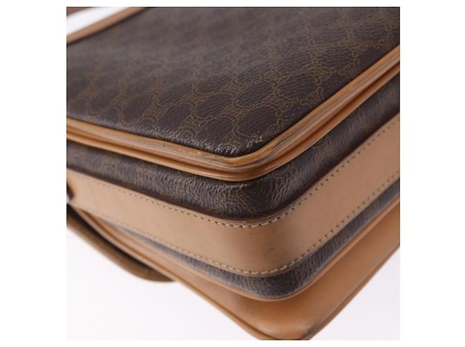 Céline Borsa a Spalla CELINE Macadam Canvas PVC Pelle Marrone Oro Auth ka5312 D'oro - vista 15