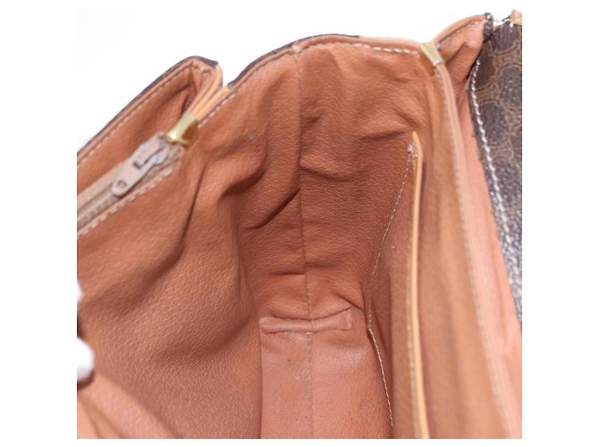 Céline Borsa a Spalla CELINE Macadam Canvas PVC Pelle Marrone Oro Auth ka5312 D'oro - vista 19