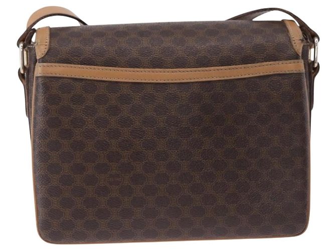 Céline Borsa a Spalla CELINE Macadam Canvas PVC Pelle Marrone Oro Auth ka5312 D'oro - vista 2