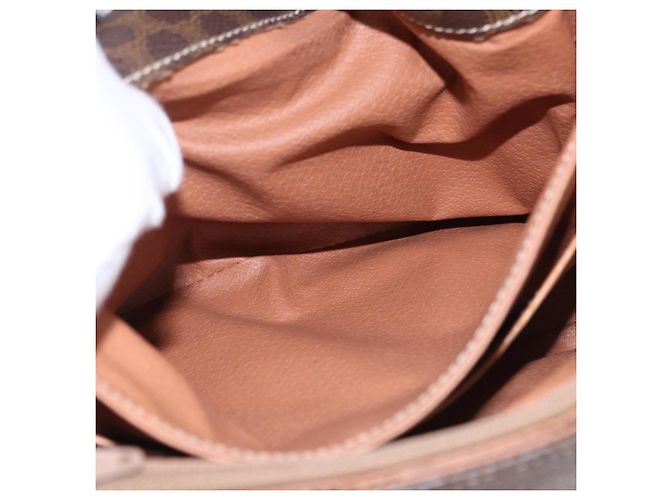 Céline Borsa a Spalla CELINE Macadam Canvas PVC Pelle Marrone Oro Auth ka5312 D'oro - vista 21