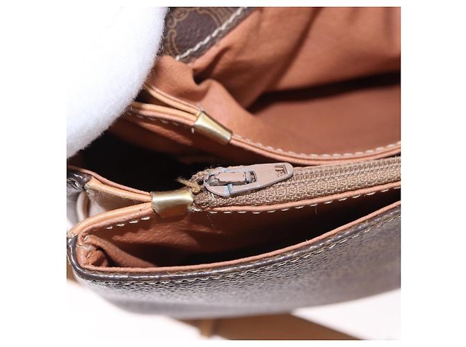 Céline Borsa a Spalla CELINE Macadam Canvas PVC Pelle Marrone Oro Auth ka5312 D'oro - vista 22