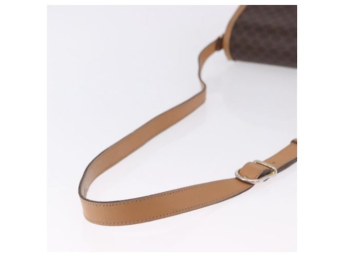 Céline Borsa a Spalla CELINE Macadam Canvas PVC Pelle Marrone Oro Auth ka5312 D'oro - vista 7
