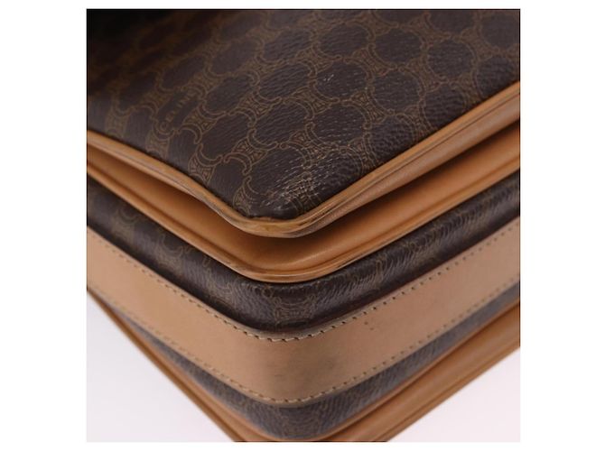 Céline Borsa a Spalla CELINE Macadam Canvas PVC Pelle Marrone Oro Auth ka5312 D'oro - vista 9