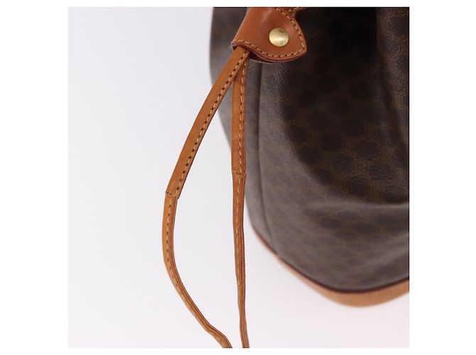 Céline Borsa a tracolla CELINE Macadam Canvas PVC Pelle Marrone Oro Auth bs36063 D'oro - vista 10