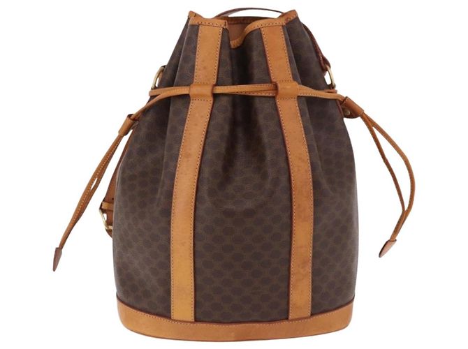 Céline Borsa a tracolla CELINE Macadam Canvas PVC Pelle Marrone Oro Auth bs36063 D'oro - vista 13